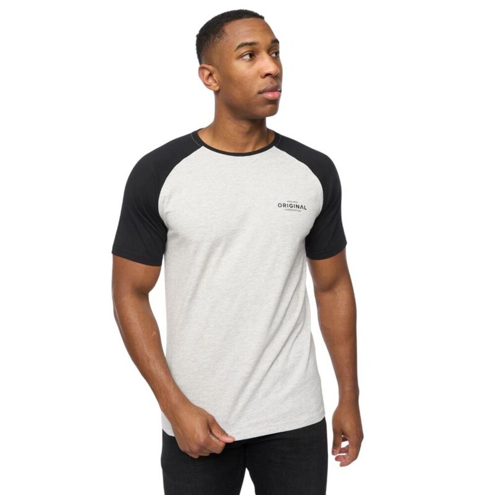 Crosshatch Mens Meza T-Shirt / Grey Marl/Black